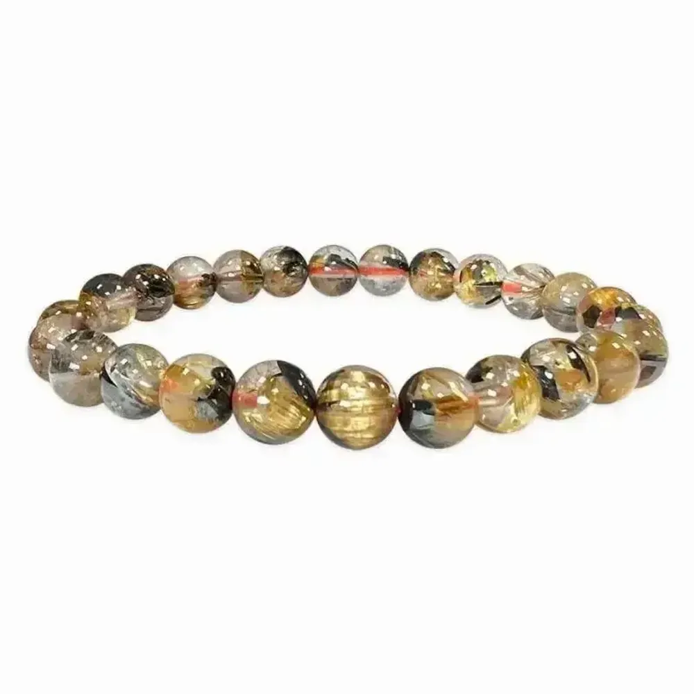 Bracelets - Bracelet Cristal de Roche Rutile Hematite AAA perles 6.5-7.5mm - ARABESK