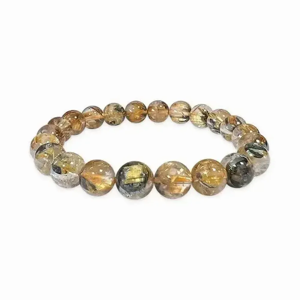 Bracelets - Rock Crystal Bracelet Rutile Hematite AAA beads 7.5-8.5mm - ARABESK