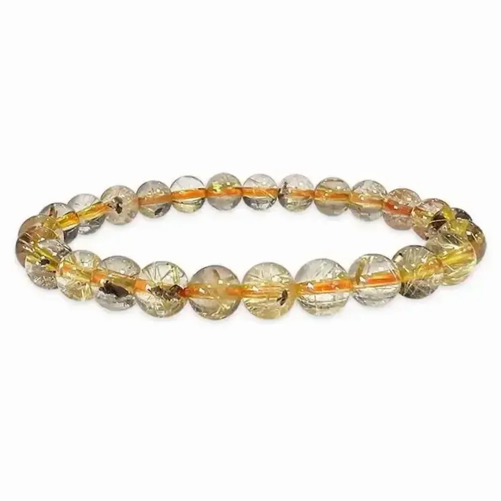 Bracelets - Rock Crystal Bracelet Rutile Hematite AA beads 7.5-8.5mm - ARABESK