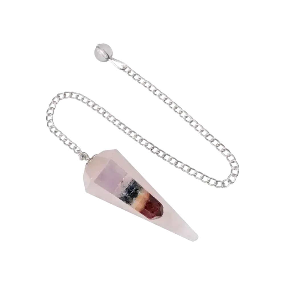Jewelry - Pendulum rose quartz & Seven Chakras conical 6 faces - ARABESK