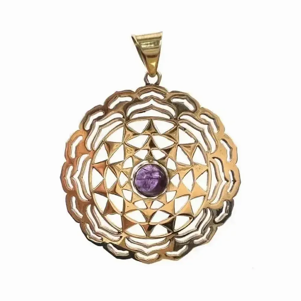 Jewelry - Bronze pendant with semi-precious stone 4cm - ARABESK