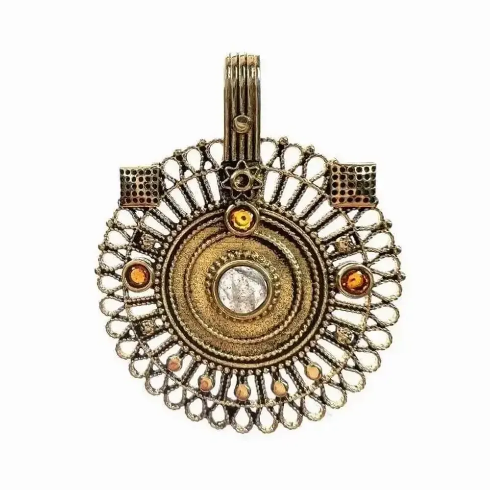 Jewelry - Bronze pendant with semi-precious stones 4cm - ARABESK
