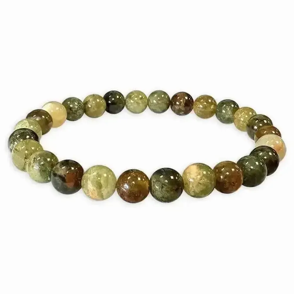 Bracelets - Grossular Green Garnet Bracelet AA beads 5.5-6.5mm - ARABESK