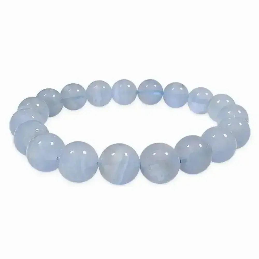 Bracelets - Bracelet Calcédoine bleue AA perles 10mm - ARABESK