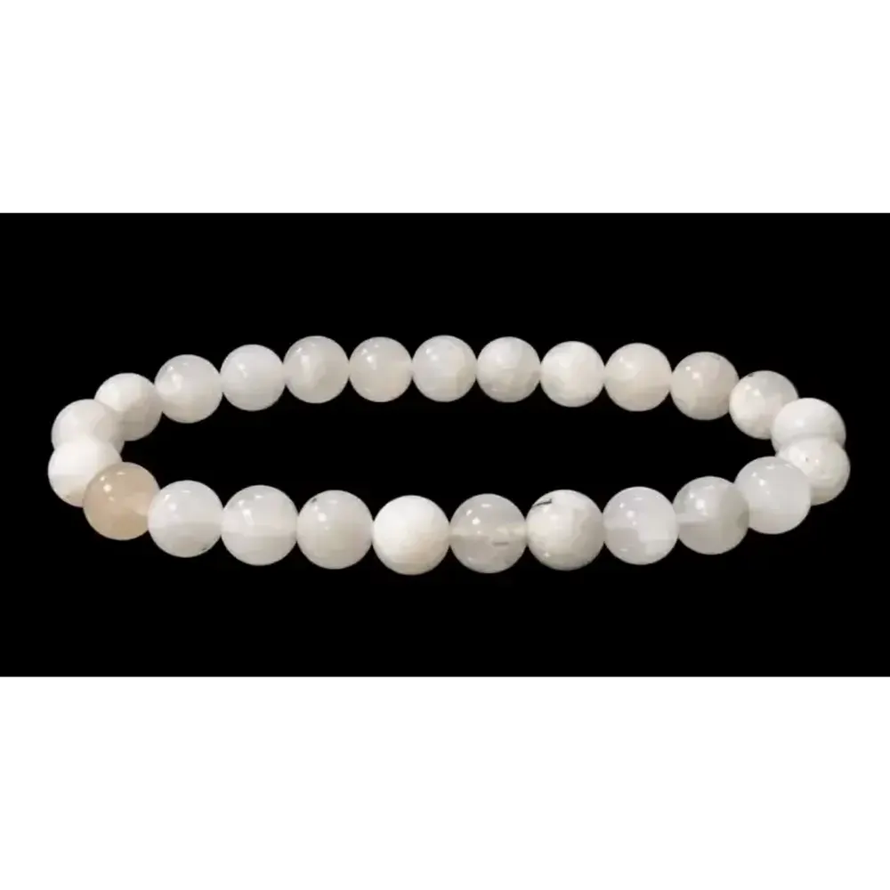 Bracelets - Peristerite white moonstone bracelet beads 7.5-8.5mm - ARABESK