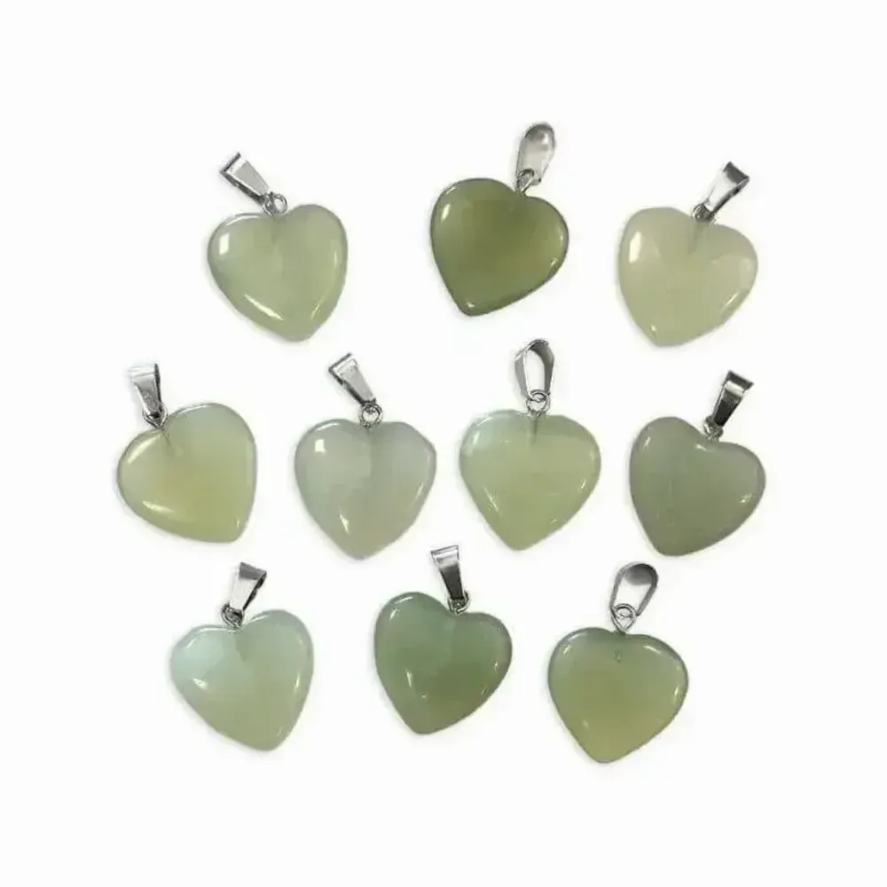 Bijoux - Pendentif Coeur Jade de Chine 20mm x10 - ARABESK
