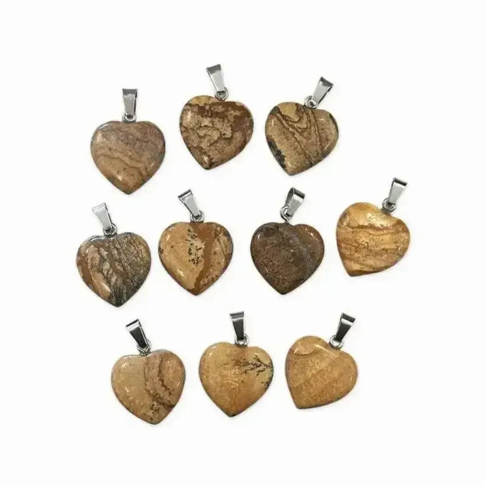 Jewelry - Landscape Jasper Heart Pendant 20mm x10 - ARABESK