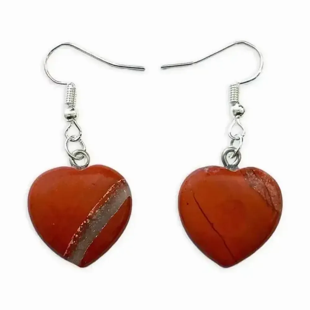Jewelry - 20mm Red Jasper Heart Earrings - ARABESK