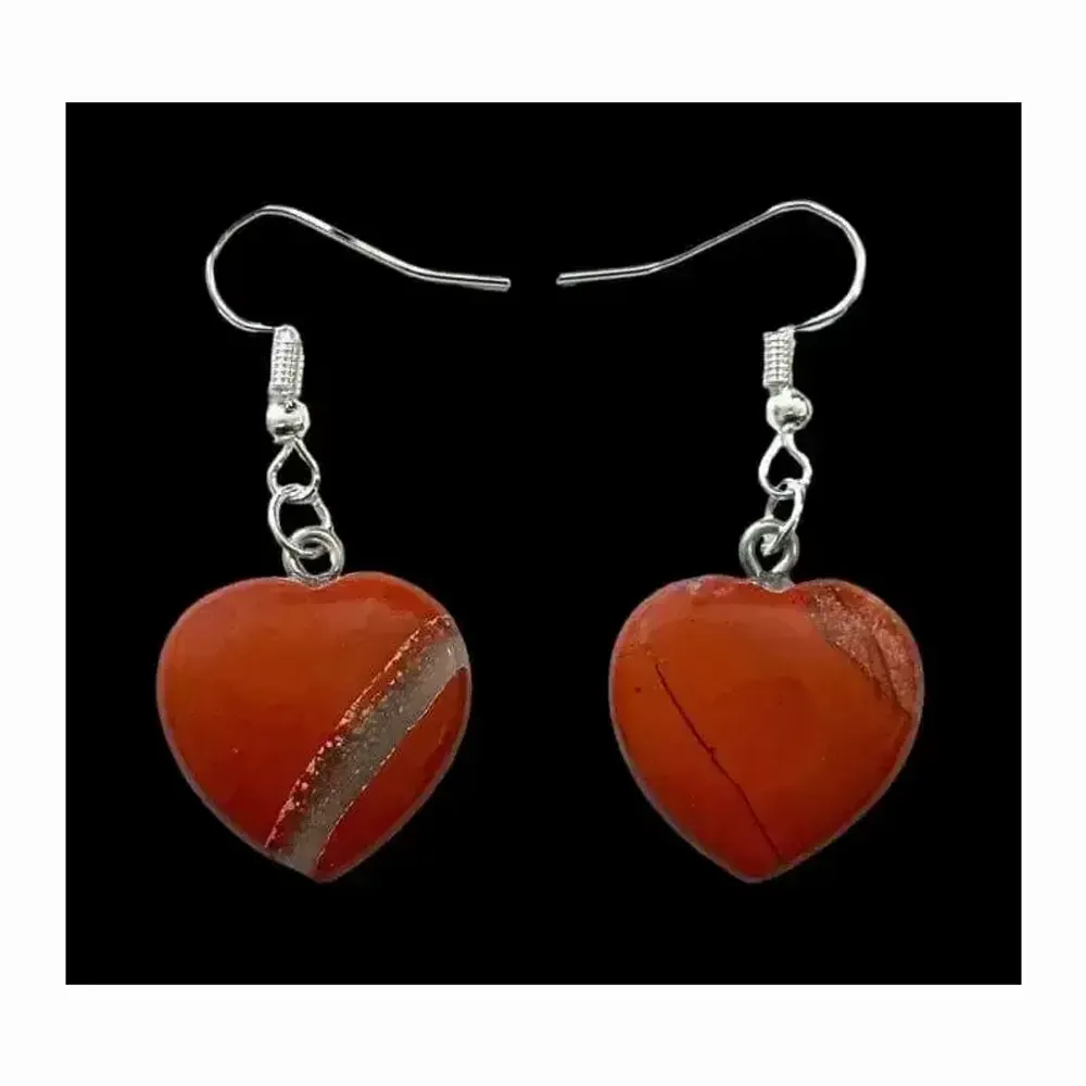 Jewelry - 20mm Red Jasper Heart Earrings - ARABESK