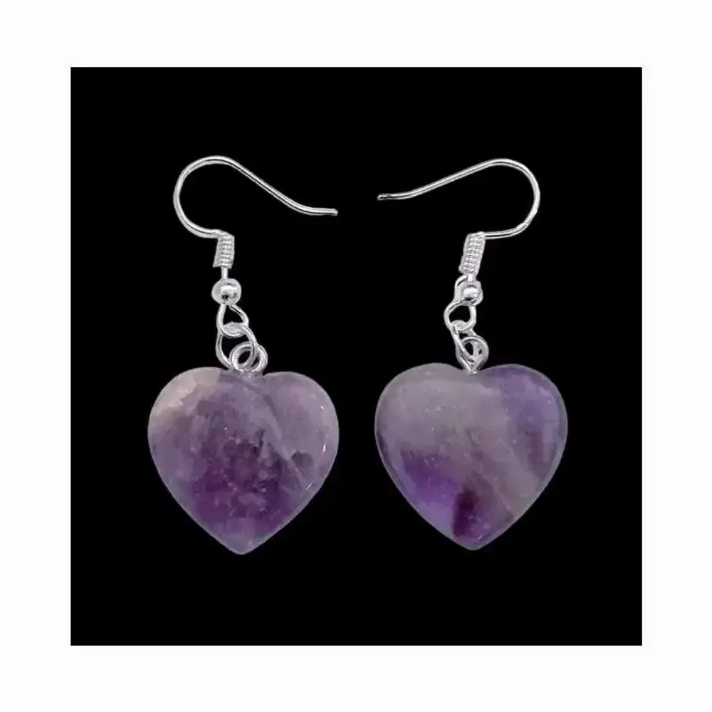 Jewelry - 20mm Amethyst Heart Earrings - ARABESK