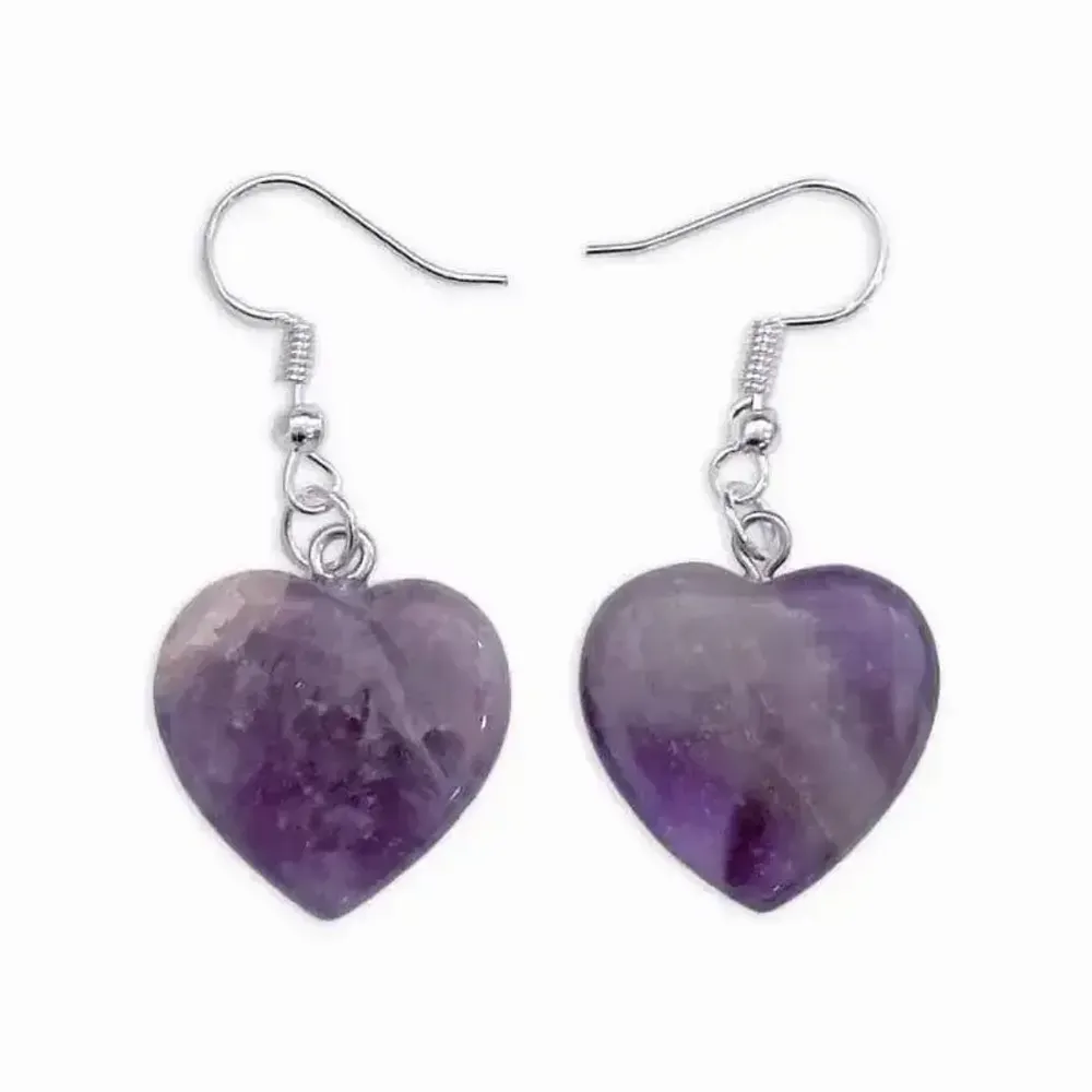 Jewelry - 20mm Amethyst Heart Earrings - ARABESK