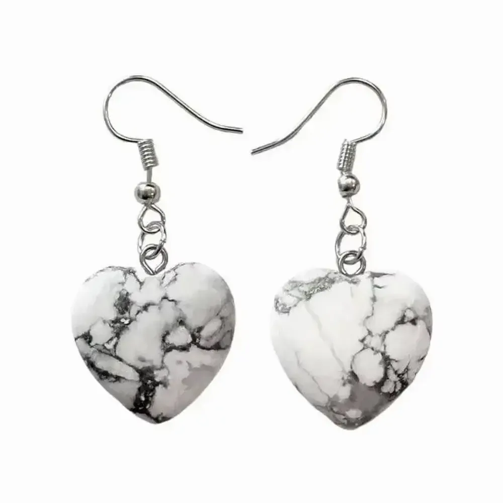 Jewelry - 20mm Howlite Heart Earrings - ARABESK