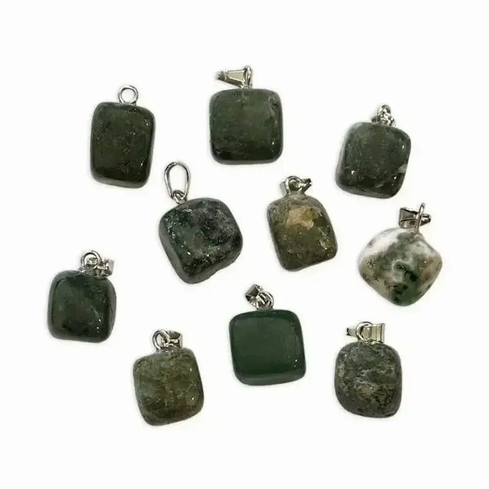 Jewelry - Moss Agate tumbled stone pendant x 10 - ARABESK
