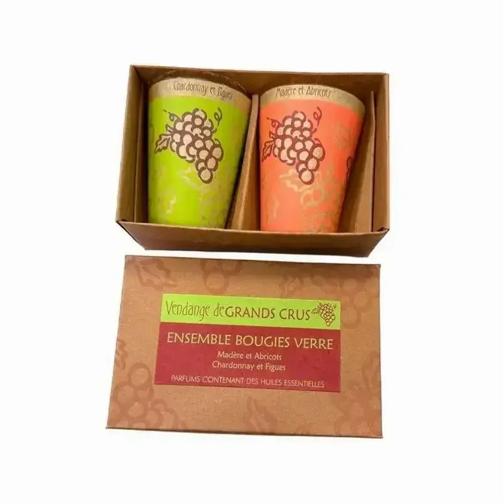 Senteurs - Boite de 2 Bougies Maroma en verre Madère et Abricots - Chardonnay et Figues 70g - ARABESK