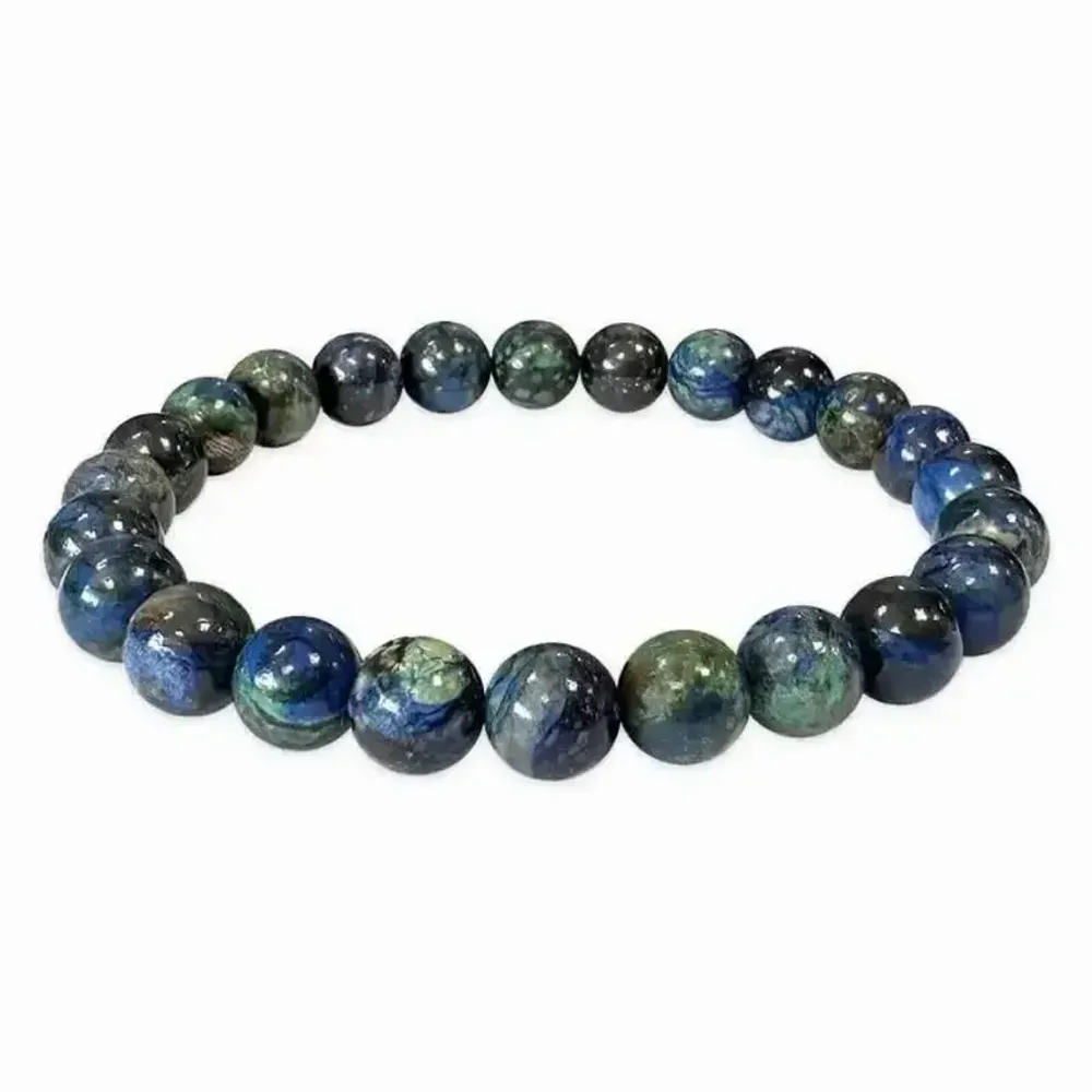 Bracelets - AA Natural Malachite Azurite Bracelet beads 7-8mm - ARABESK