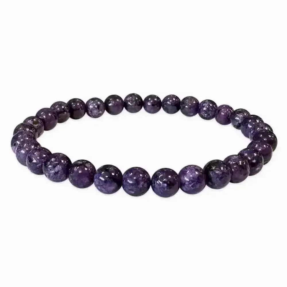 Bracelets - Heated Charoite bracelet 6mm beads - ARABESK