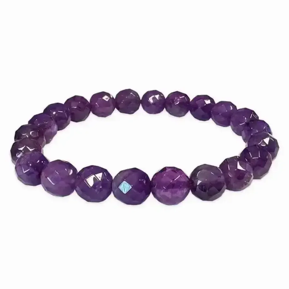 Bracelets - Faceted Amethyst Bracelet AA beads 8mm - ARABESK