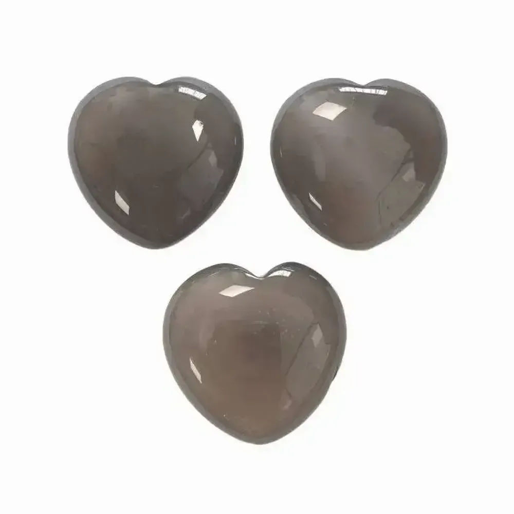 Bijoux - Coeur en Agate Grise 30mm x3 - ARABESK