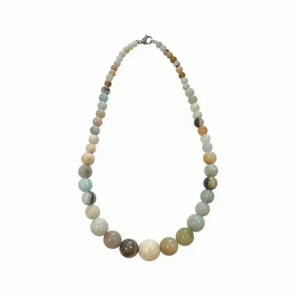 Jewelry - Amazonite Multicolor Beads Drop Necklace 6-14mm 45cm - ARABESK