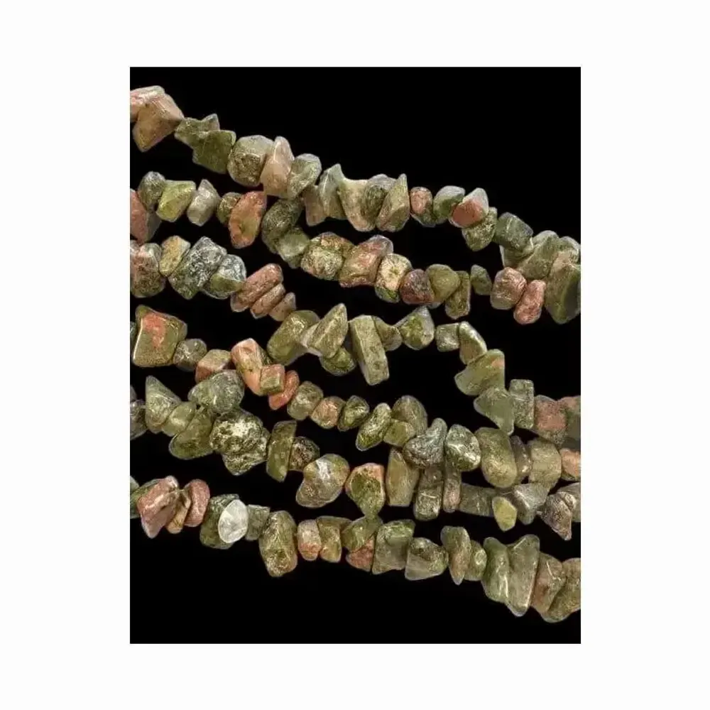 Bijoux - Unakite chips 3-8mm sur fil 80cm - ARABESK