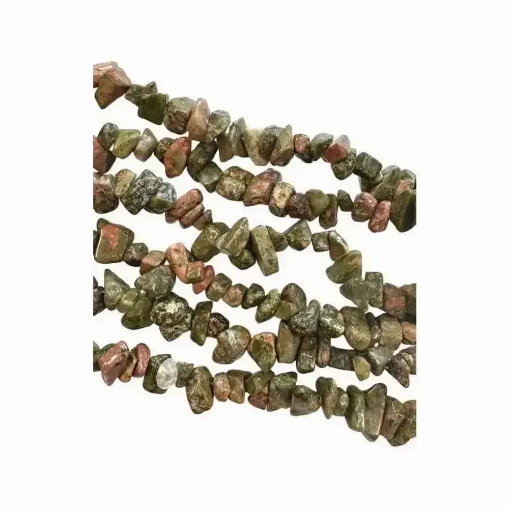 Bijoux - Unakite chips 3-8mm sur fil 80cm - ARABESK