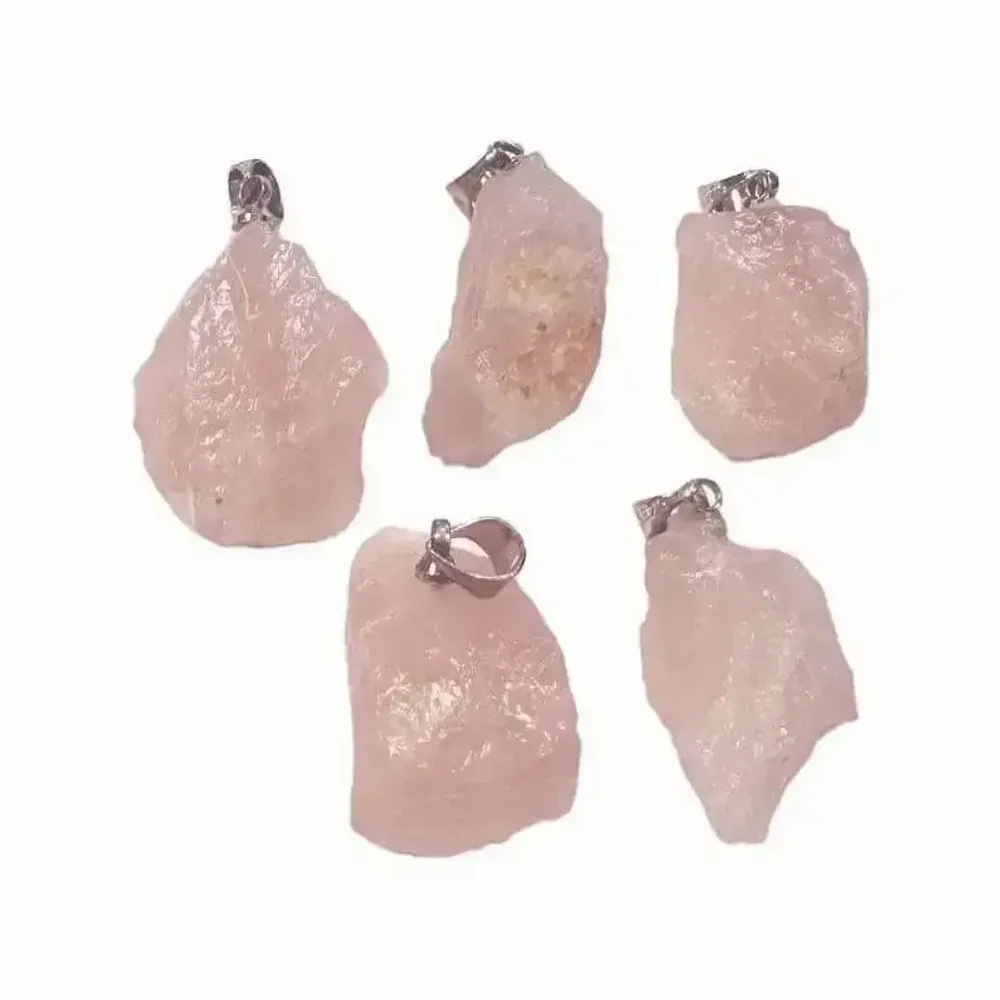 Bijoux - Pendentif Pierre Brute Quartz Rose A x 5 - ARABESK