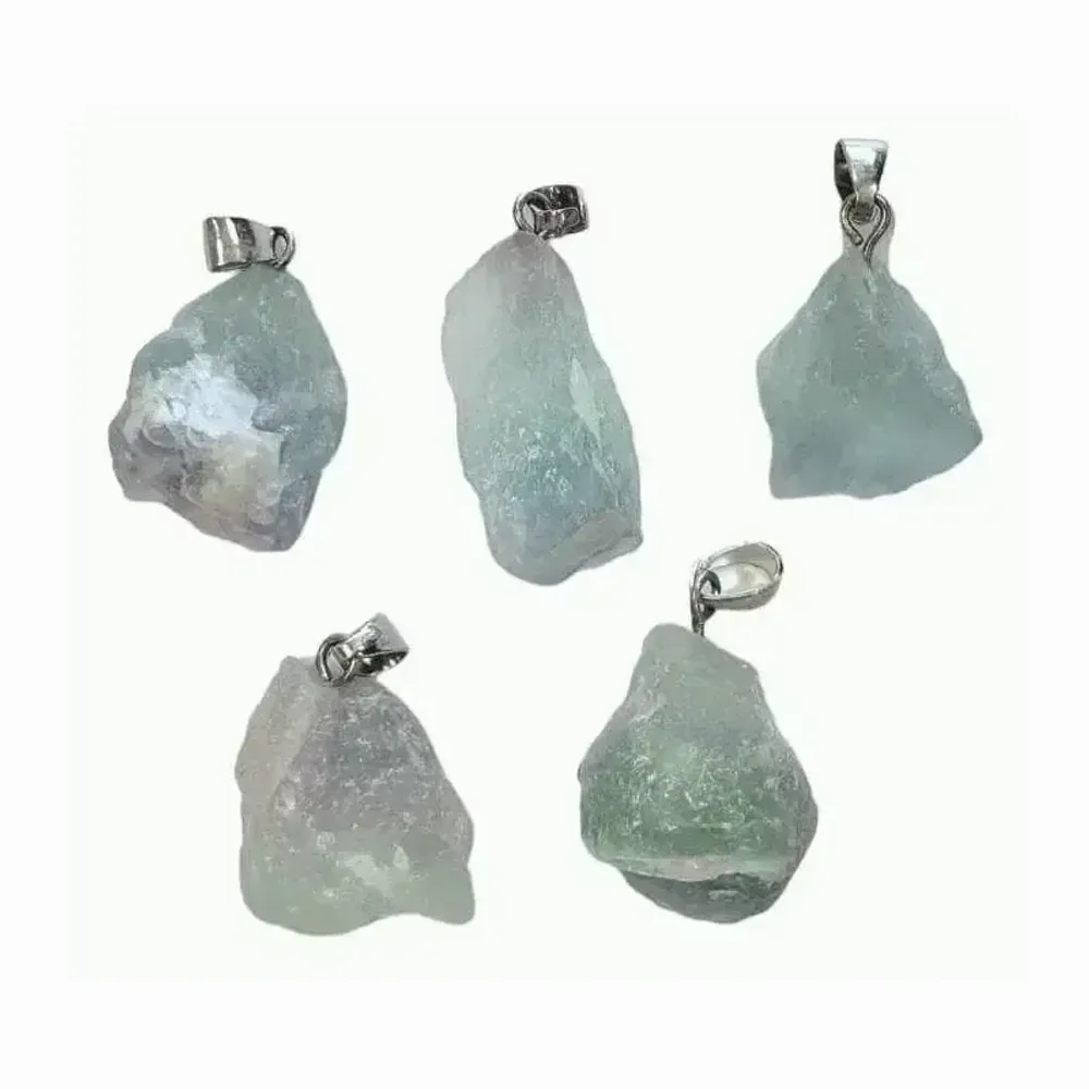Bijoux - Pendentif Pierre Brute Fluorite Multicolore x5 - ARABESK
