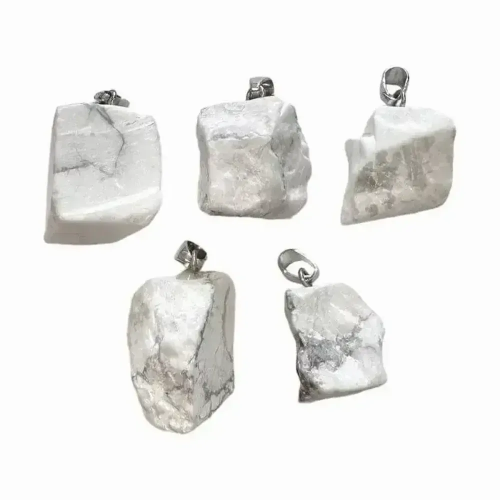 Bijoux - Pendentif Pierre Brute Howlite A x5 - ARABESK