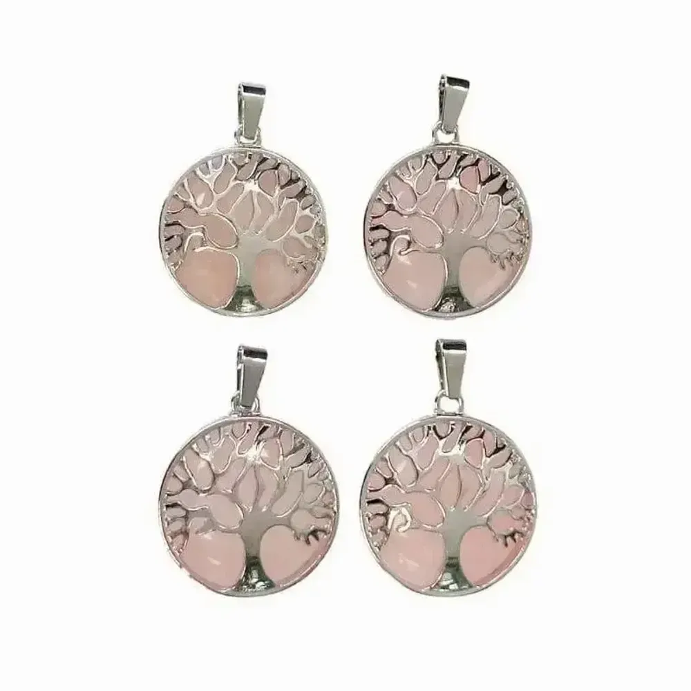 Jewelry - Metal Pendant Tree of Life Rose Quartz A 25mm x4 - ARABESK