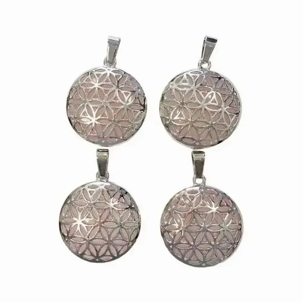 Jewelry - Rose Quartz Flower of Life Metal Pendant A 25mm x4 - ARABESK