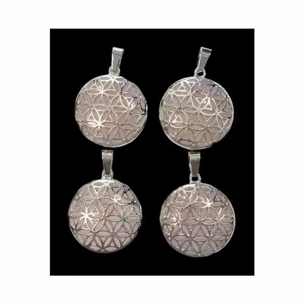 Jewelry - Rose Quartz Flower of Life Metal Pendant A 25mm x4 - ARABESK