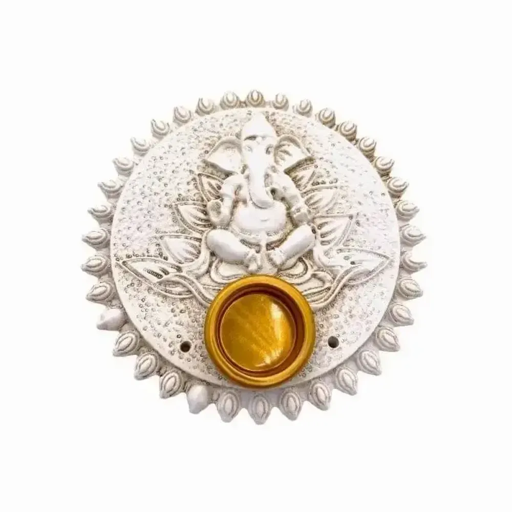 Scents - 6 x White Ganesh incense holders 9cm - ARABESK
