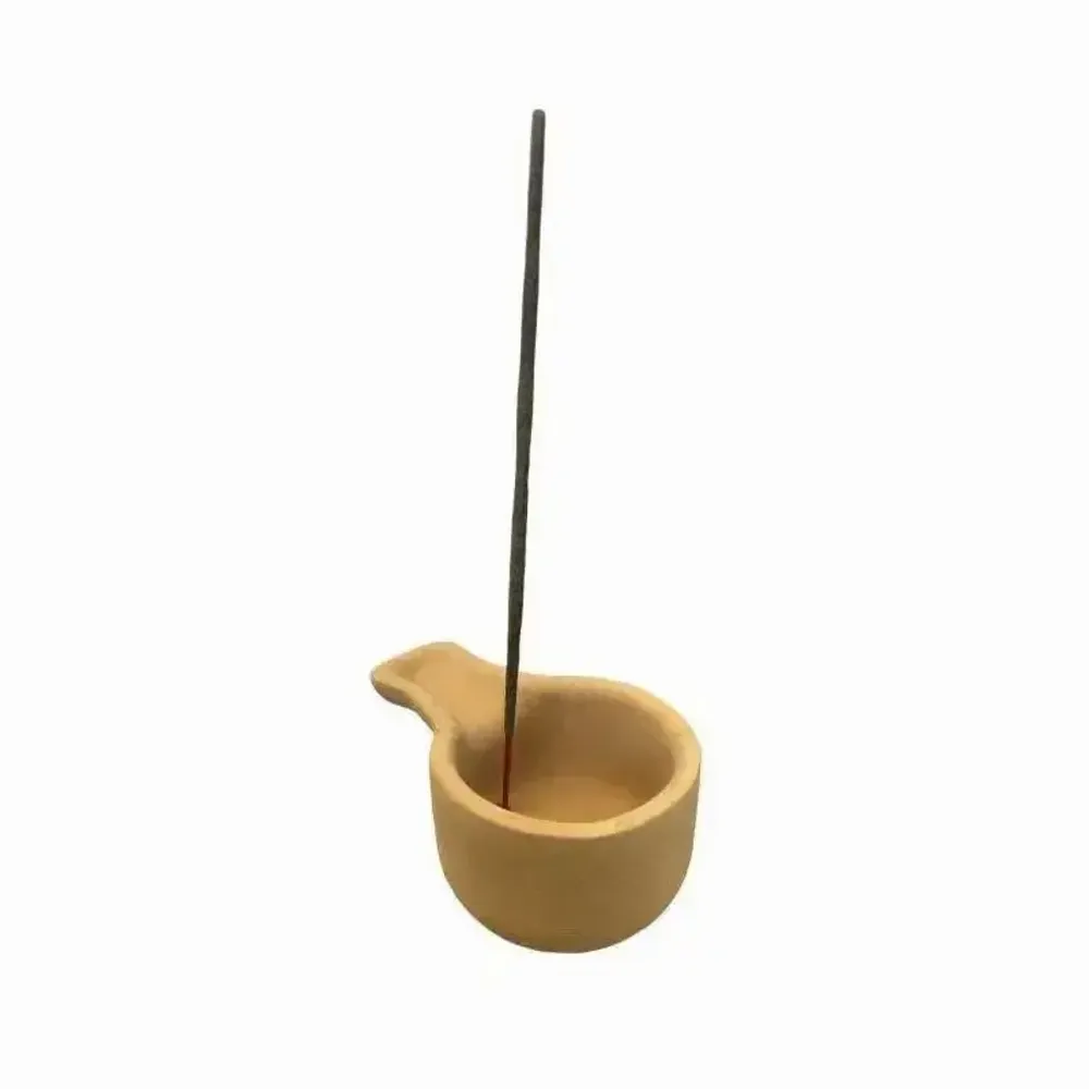 Senteurs - Brûleur terre  cuite beige fabriqué à la main - ARABESK