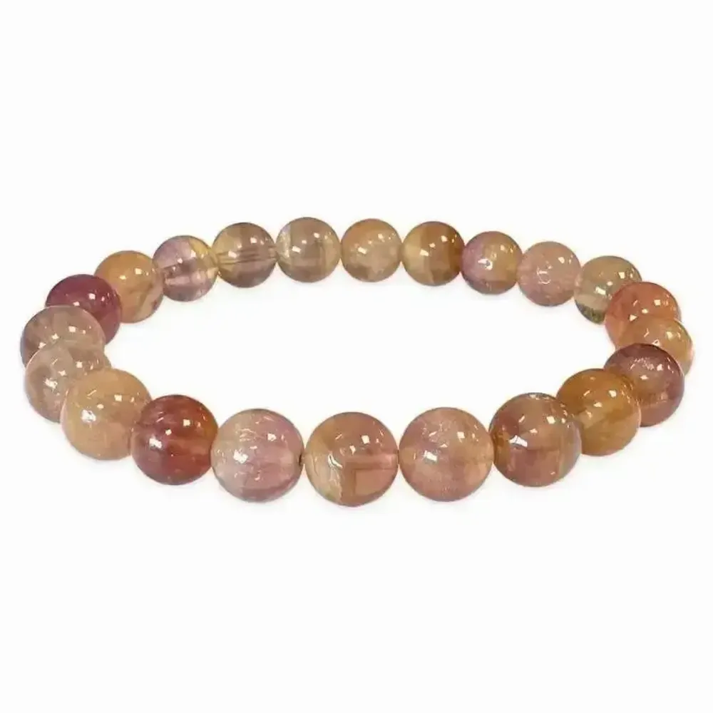 Bracelets - Bracelet Fluorine Jaune Violette AA perles 7.5-8.5mm - ARABESK