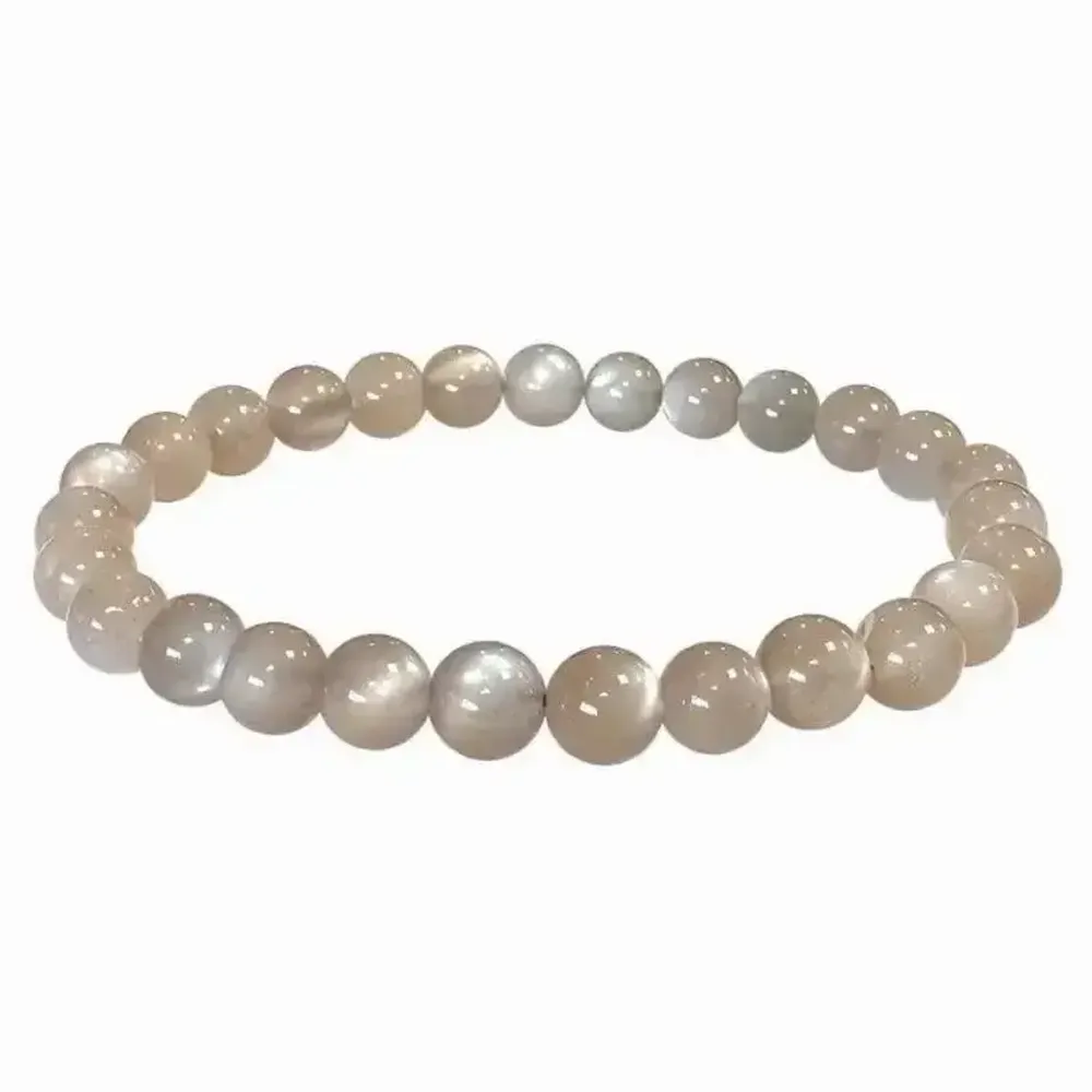 Bracelets - Gray Moonstone Bracelet AAA beads 6mm - ARABESK