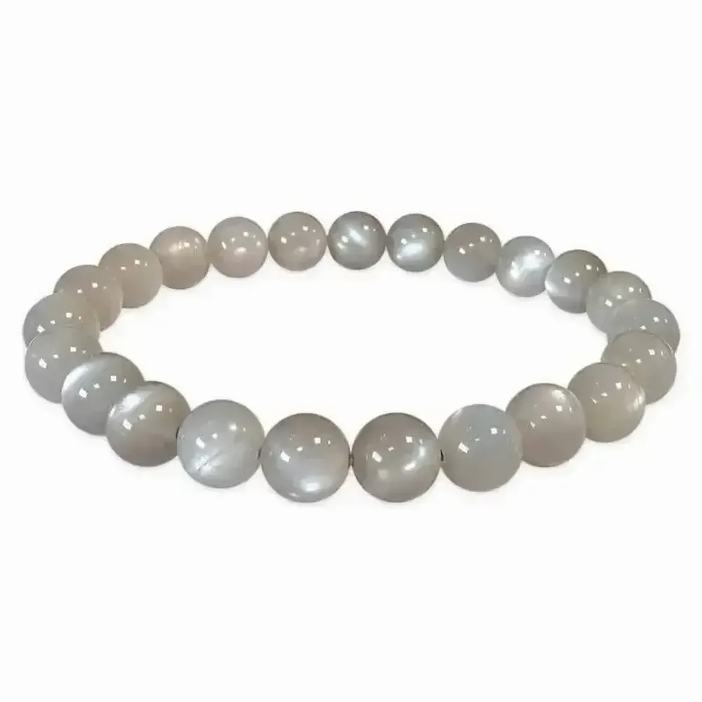 Bracelets - Bracelet Pierre de Lune Grise AAA perles 7.5-8.5mm - ARABESK