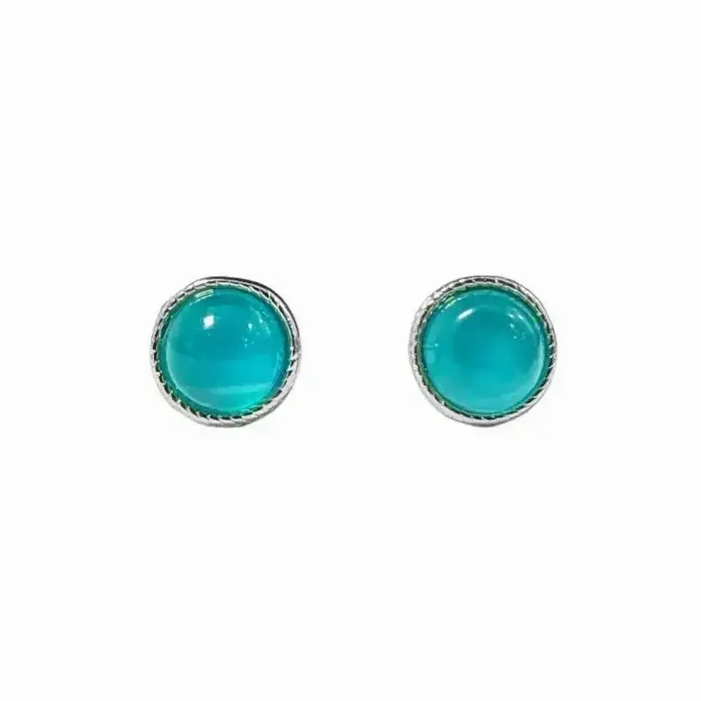 Bijoux - Boucles d'Oreilles Ronde en Cuivre Blanc Amazonite AA stud - ARABESK