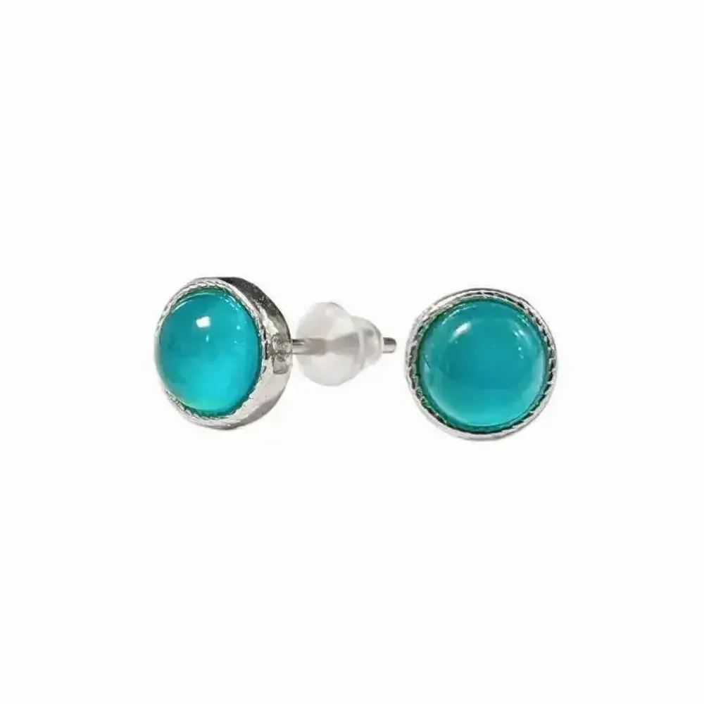 Bijoux - Boucles d'Oreilles Ronde en Cuivre Blanc Amazonite AA stud - ARABESK