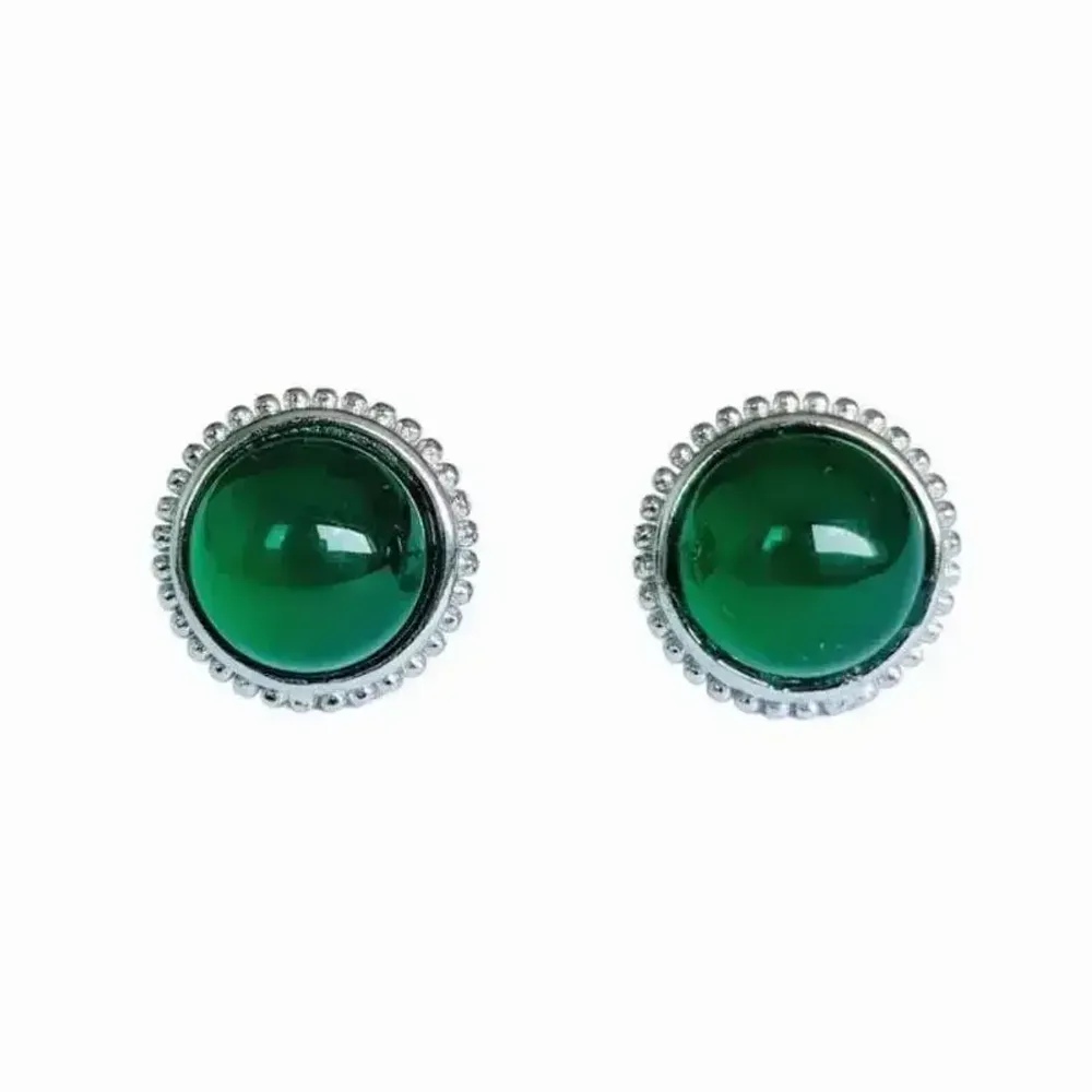Bijoux - Boucles d'Oreilles Ronde en Cuivre Blanc Chrysoprase AA stud - ARABESK