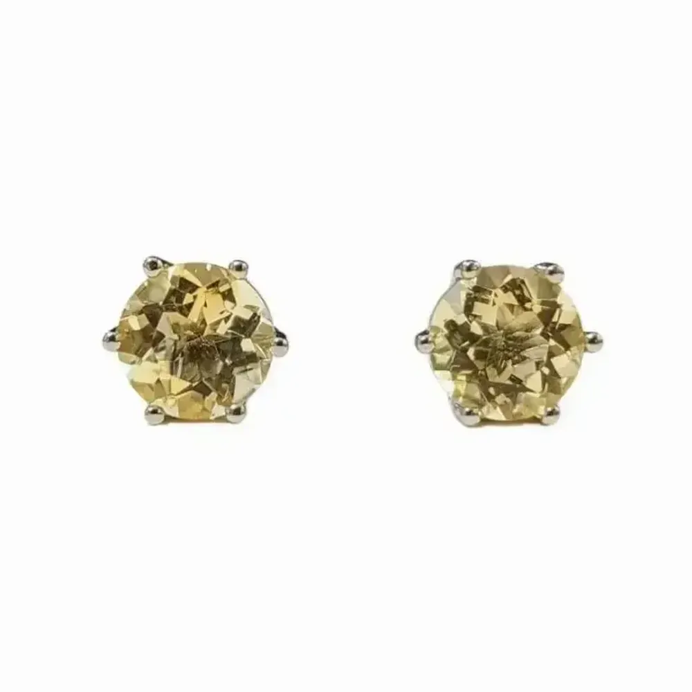 Jewelry - Solitaire Earrings in White Copper Natural Citrine AA stud - ARABESK