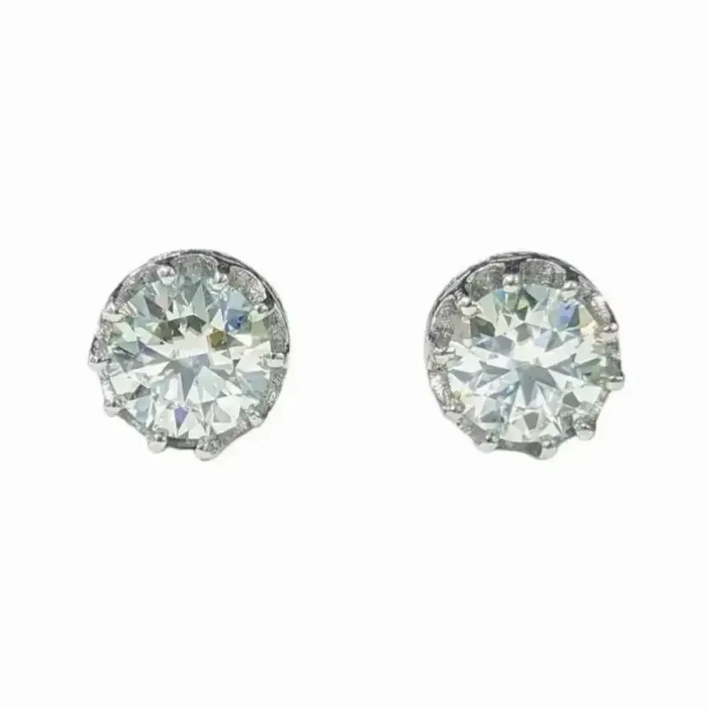 Jewelry - Solitaire Earrings in White Copper Faceted Moissanite AA stud - ARABESK