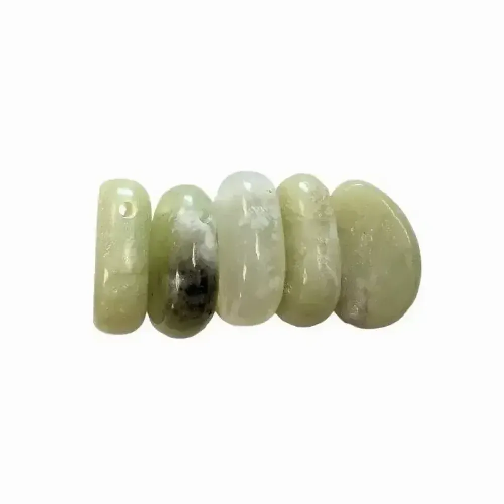 Jewelry - Chinese Jade A Drilled Rolled Stone Pendant 20-30mm X 5 - ARABESK