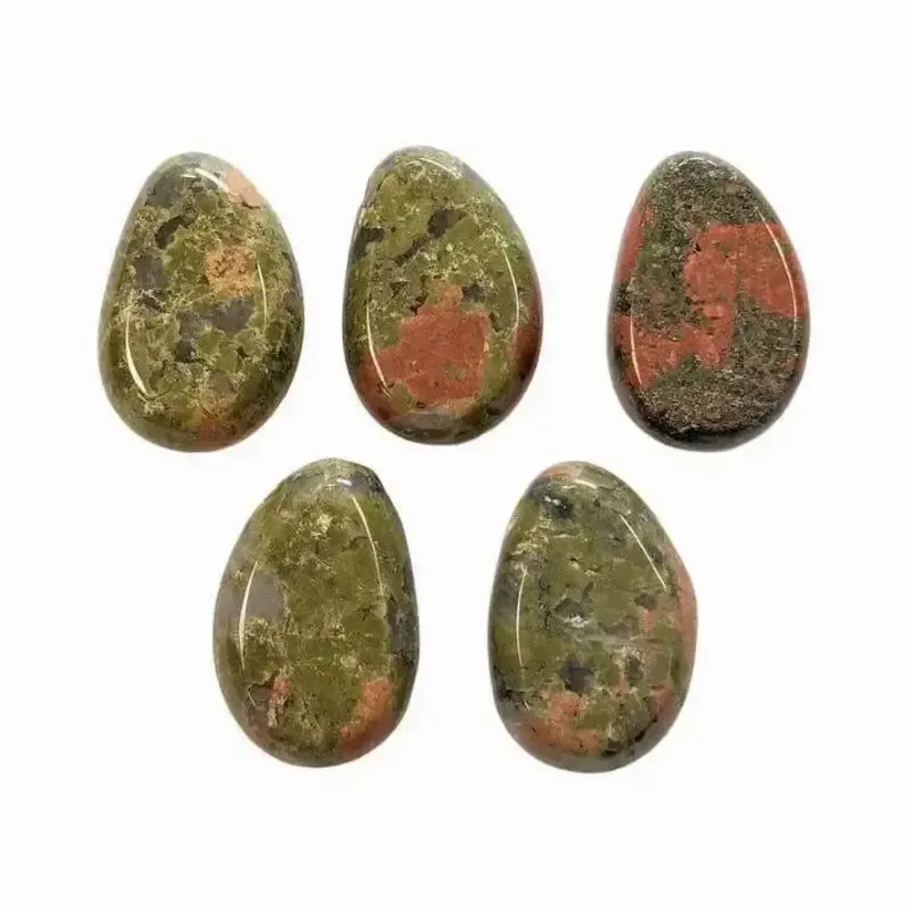Jewelry - Unakite A Pierced Rolled Stone Pendant 20-30mm X 5 - ARABESK