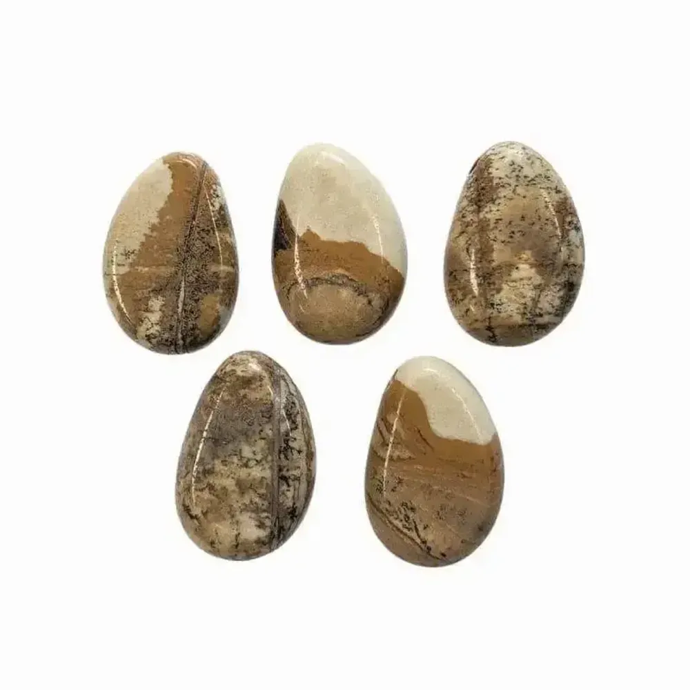 Bijoux - Pendentif Pierre Roulée Percée Jaspe Paysage A 20-30mm X 5 - ARABESK