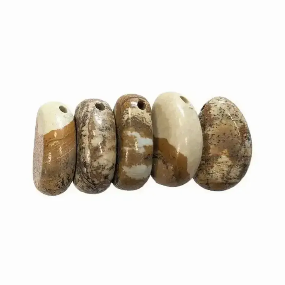 Bijoux - Pendentif Pierre Roulée Percée Jaspe Paysage A 20-30mm X 5 - ARABESK