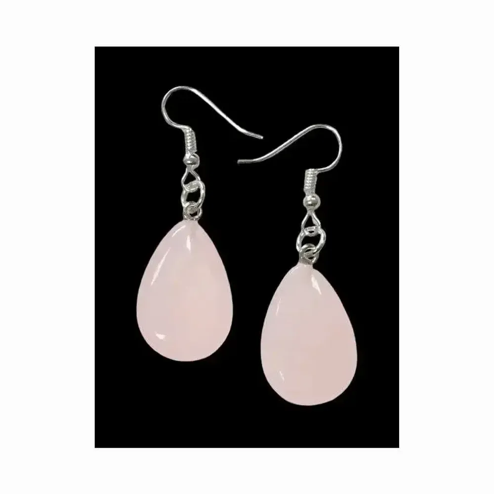 Bijoux - Boucles d'Oreilles Goutte Quartz Rose A 25mm - ARABESK