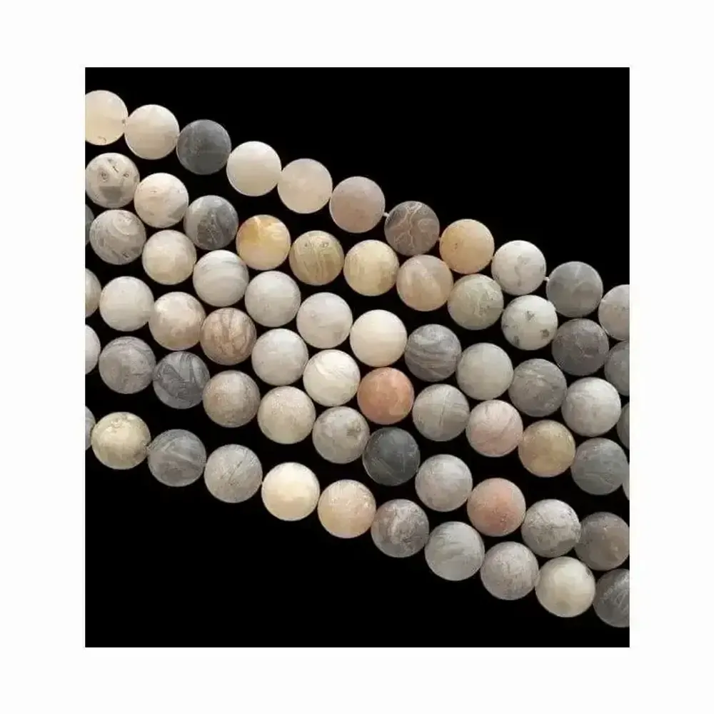 Jewelry - Agate Plume matte beads 6mm on a 40cm thread - ARABESK