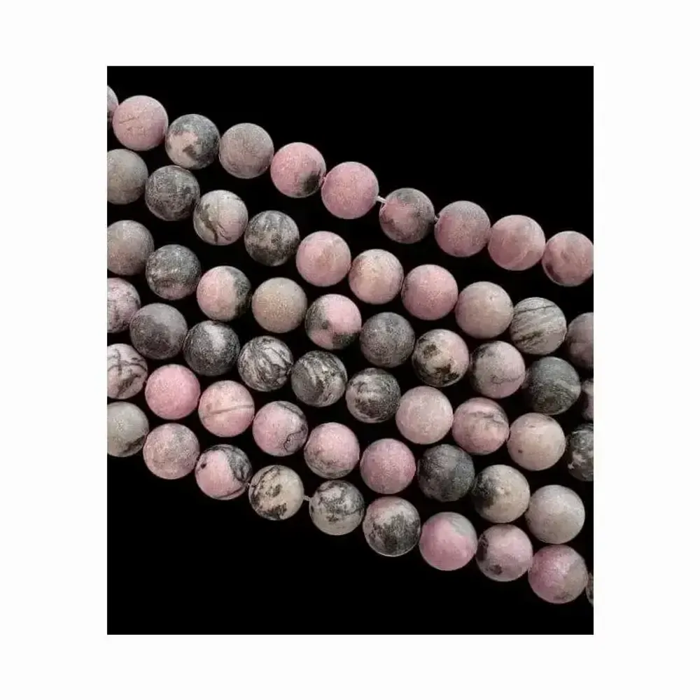 Jewelry - Rhodonite matte beads 6mm on a 40cm thread - ARABESK