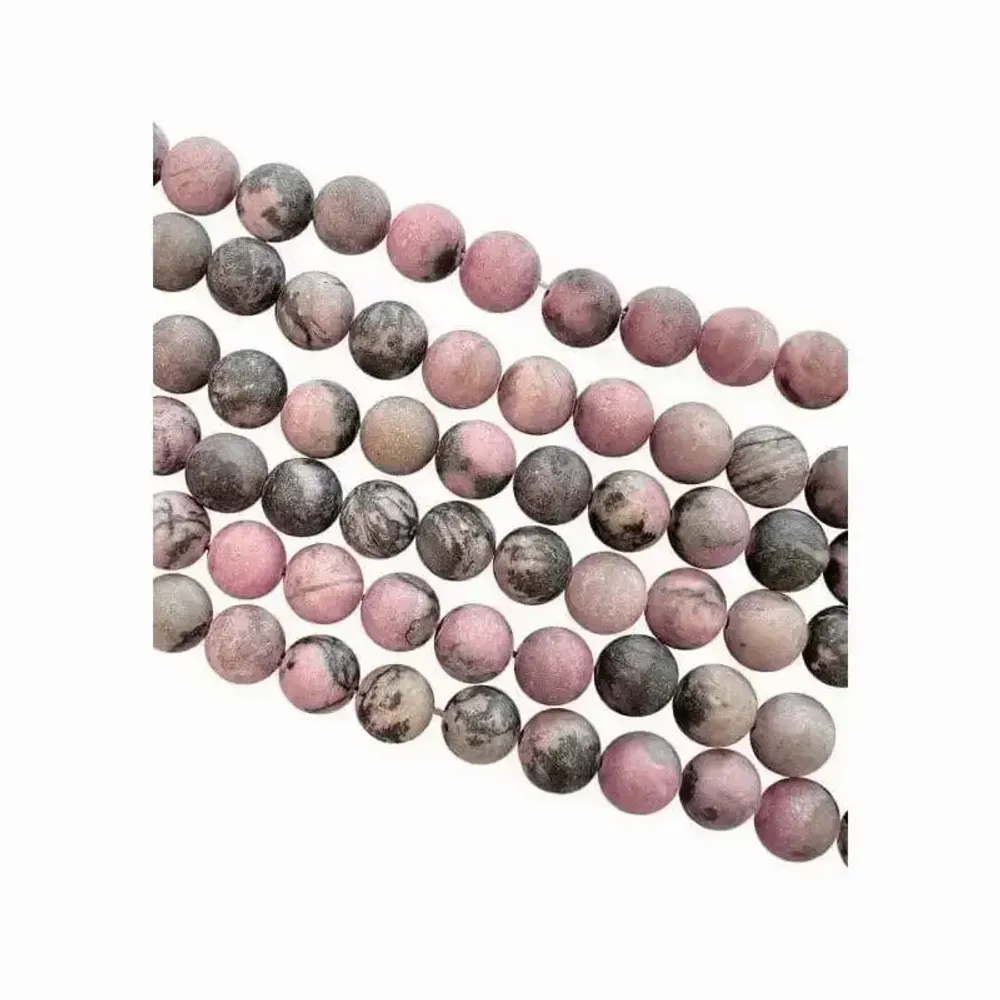 Jewelry - Rhodonite matte beads 8mm on a 40cm thread - ARABESK