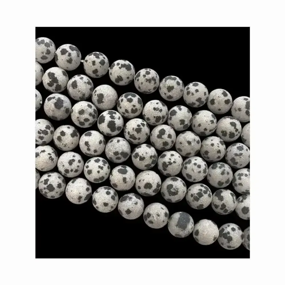 Bijoux - Jaspe Dalmatien perles mates 8mm sur fil 40cm - ARABESK